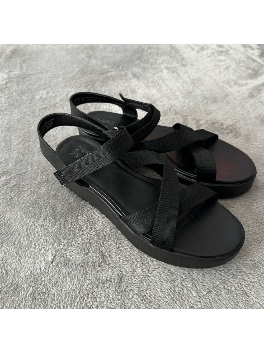 Naturalizer Balena Platform Black Sandals Shoes Women's 11 Comfort